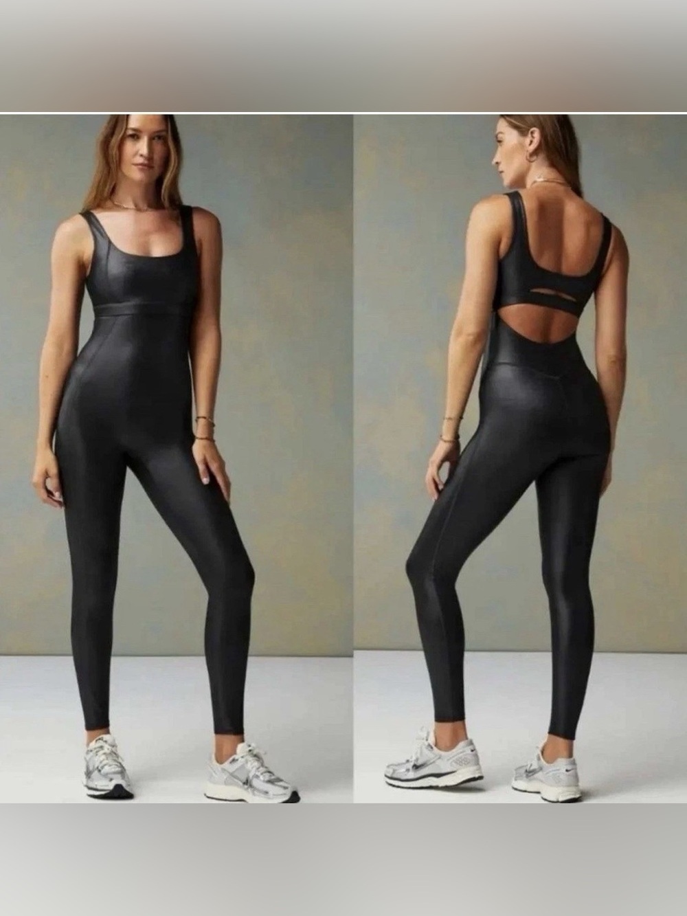 NWT Fabletics Motion365 Khloe Kardashian
Black Coated Open Back Jumpsuit L